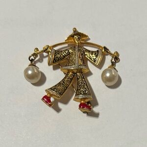 Vintage Gold and Red Brooch